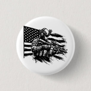 Chapa Redonda De 2,5 Cm Soldado militar norteamericano bandera de Estados 
