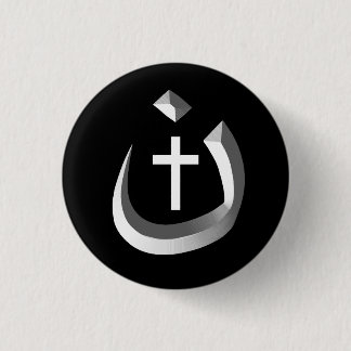 CHAPA REDONDA DE 2,5 CM SOLIDARIDAD DEL CRISTIANISMO - SÍMBOLO Y CRUZ DEL