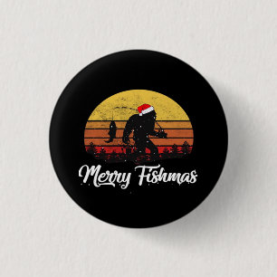 Chapa Redonda De 2,5 Cm Sombrero de Santa de Navidad Bigfoot Feliz Fishmas