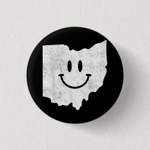 Chapa Redonda De 2,5 Cm Sonriendo en OH - Cara divertida Ohio feliz