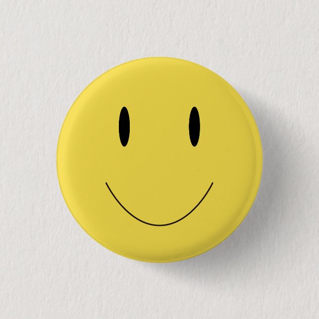 Chapa Redonda De 2,5 Cm Sonrisa Amarillo Cute Face 001 (Anverso)