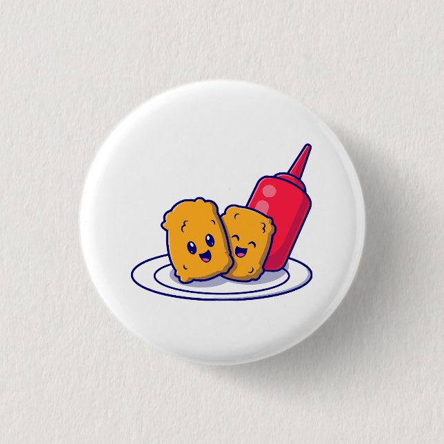Chapa Redonda De 2,5 Cm Sonrisa De Nuggets Con Personalizado De Salsa (Anverso)