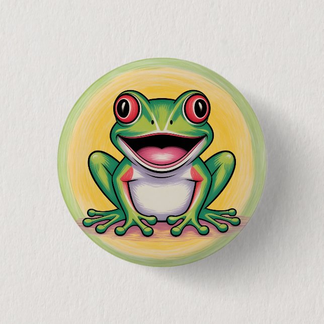 Chapa Redonda De 2,5 Cm Sonrisa suave de rana (Anverso)