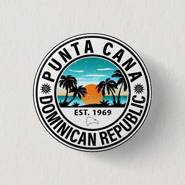 Chapa Redonda De 2,5 Cm Souvenir de la familia Punta Cana República Domini (Anverso)