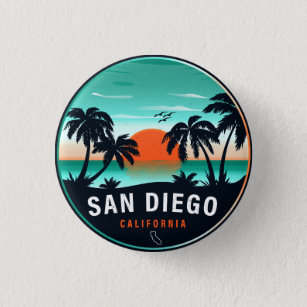 Chapa Redonda De 2,5 Cm Souvenirs Retro Sunset de San Diego California de 
