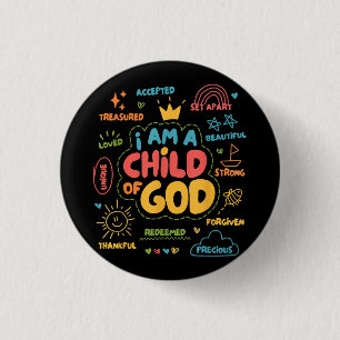 Chapa Redonda De 2,5 Cm Soy un niño de Dios Retro Cristiano Jesús Fe De