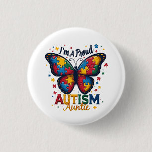 Chapa Redonda De 2,5 Cm Soy una orgullosa tía de autismo Conciencia del Au