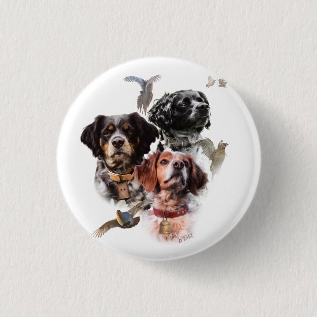 Chapa Redonda De 2,5 Cm Spaniel bretón (Anverso)