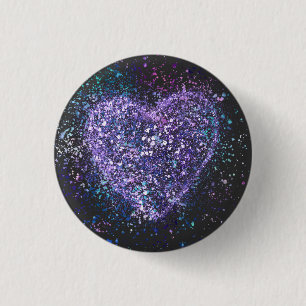 Chapa Redonda De 2,5 Cm Splatter Paint Purple Heart