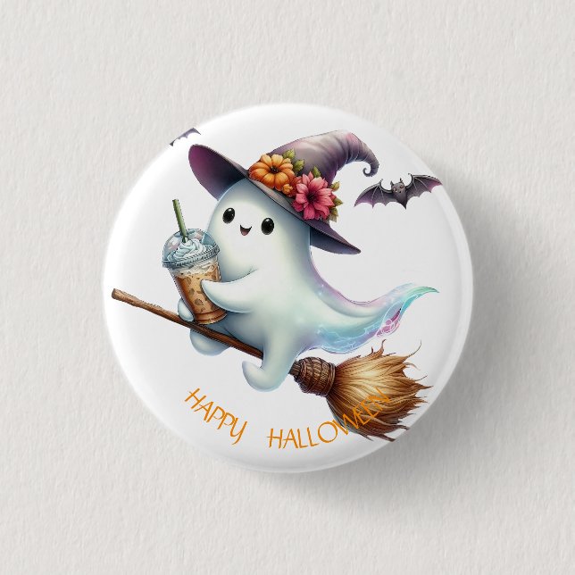 Chapa Redonda De 2,5 Cm Spooky Happy Halloween (Anverso)