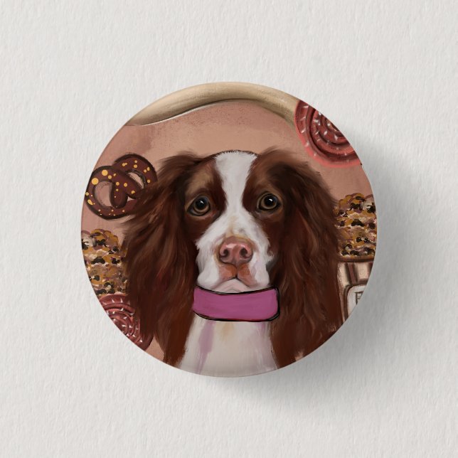 Chapa Redonda De 2,5 Cm Springer Spaniel Inglés (Anverso)