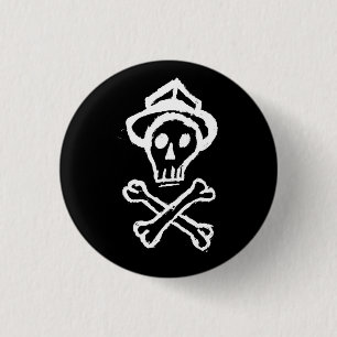 Chapa Redonda De 2,5 Cm Sr. Skullington - negro de la noche