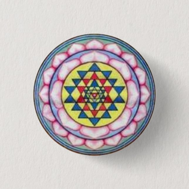 Chapa Redonda De 2,5 Cm sriyantra en Lotus (Anverso)