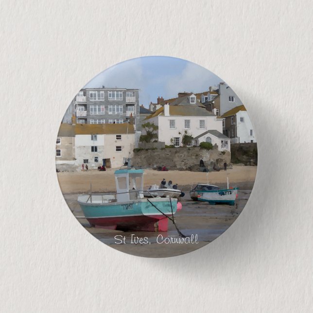 Chapa Redonda De 2,5 Cm St Ives, Cornwall, Inglaterra (Anverso)