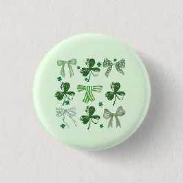 Chapa Redonda De 2,5 Cm St. Patrick's Day Lucky Clover and Bow