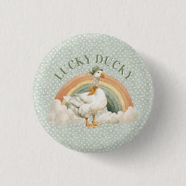 Chapa Redonda De 2,5 Cm  St Patrick's Day Lucky Ducky with Rainbow