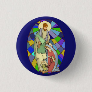 Chapa Redonda De 2,5 Cm Stained Glass Nativity 