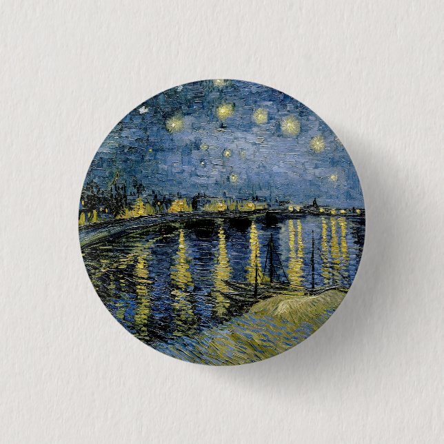 Chapa Redonda De 2,5 Cm Starry Night Vincent van Gogh (Anverso)