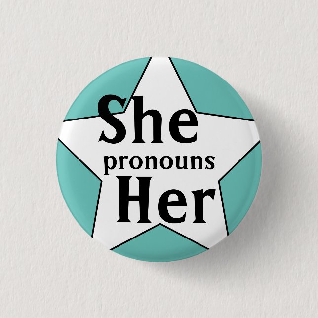 Chapa Redonda De 2,5 Cm Starry She Pronouns (Anverso)