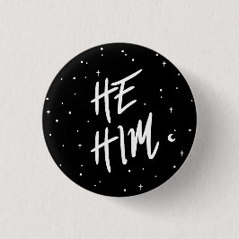 Chapa Redonda De 2,5 Cm Stars He/Him Pronouns