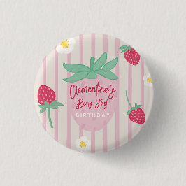 Chapa Redonda De 2,5 Cm Strawberry Berry First Birthday 