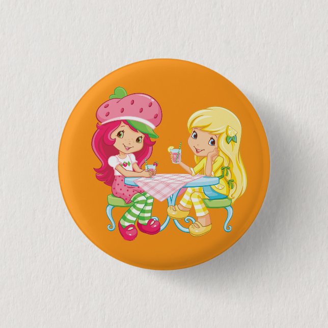 Chapa Redonda De 2,5 Cm “Strawberry & Lemonade Besties” (Anverso)