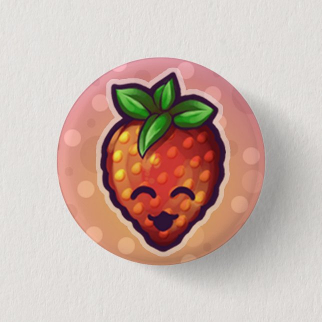 Chapa Redonda De 2,5 Cm Strawberry^o^ (Anverso)