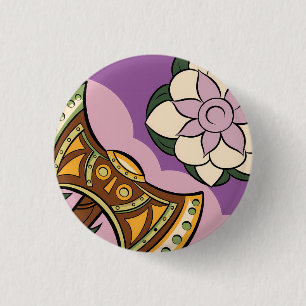 Chapa Redonda De 2,5 Cm Stylized Axe and Flower Design