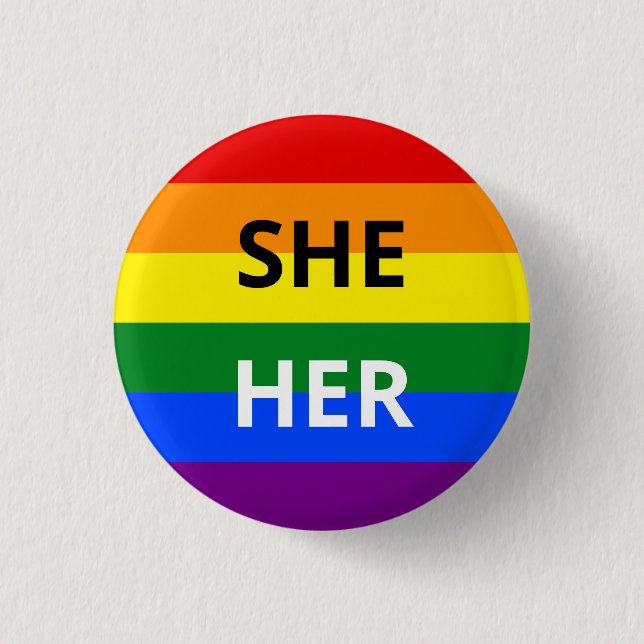 Chapa Redonda De 2,5 Cm Su distintivo Pronoun Rainbow (Anverso)