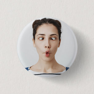Chapa Redonda De 2,5 Cm Sube tu selfie de cara divertida