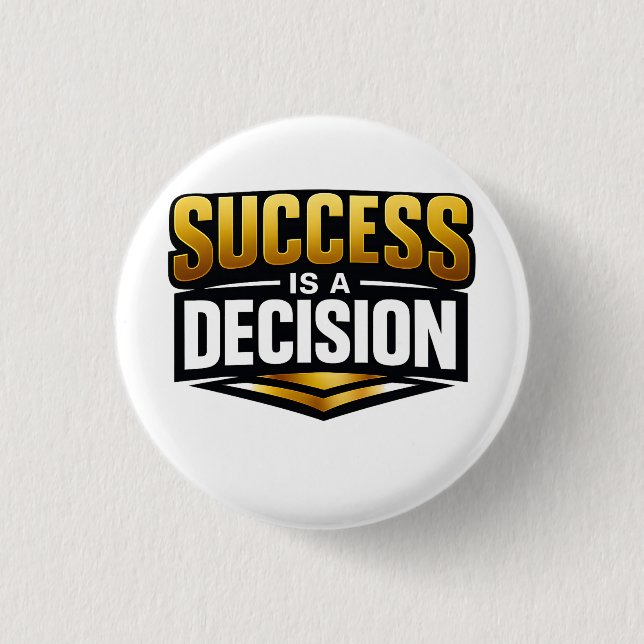 Chapa Redonda De 2,5 Cm Success Gold Typography on Black (Anverso)