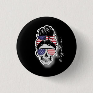 Chapa Redonda De 2,5 Cm SugarSkull Pin USA con el tema del color