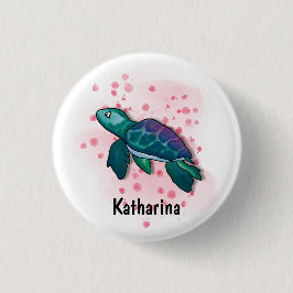 Chapa Redonda De 2,5 Cm Sumergirse en la magia oceánica con las tortugas.