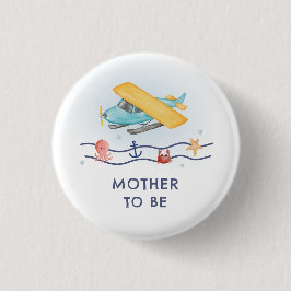 Chapa Redonda De 2,5 Cm Summer Sea Airplane Mother To Be  Baby Shower