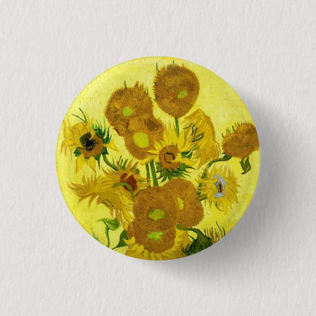 Chapa Redonda De 2,5 Cm Sunflowers Vincent van Gogh (Anverso)