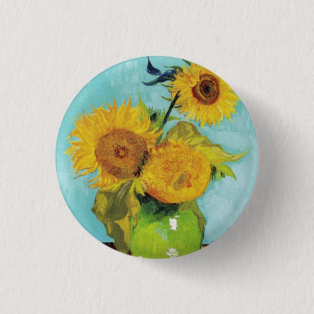 Chapa Redonda De 2,5 Cm Sunflowers Vincent van Gogh (Anverso)