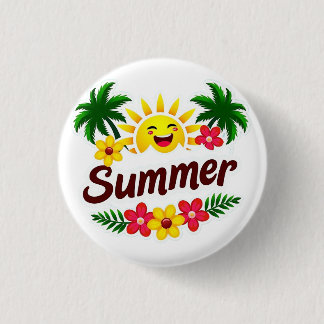 Chapa Redonda De 2,5 Cm Sunshine and Palm Trees Round Badge