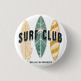 Chapa Redonda De 2,5 Cm Surf Club Summer Beach Vacaciones Graciosa Vintage