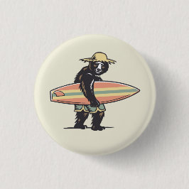 Chapa Redonda De 2,5 Cm Surfing Bear