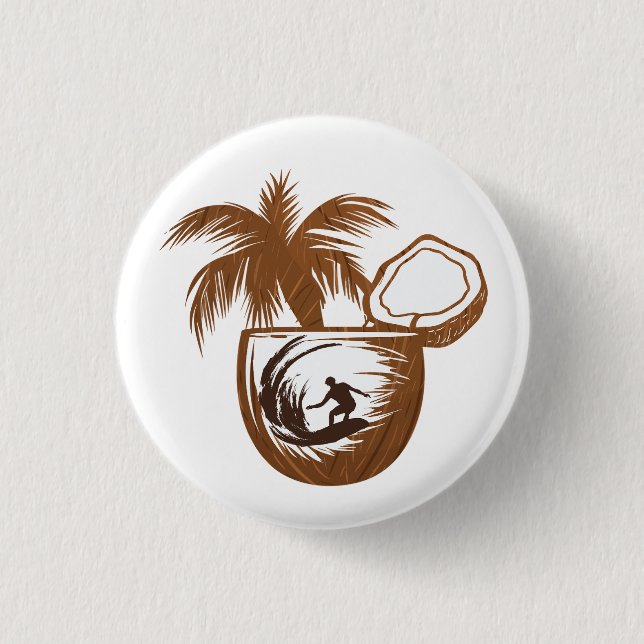 Chapa Redonda De 2,5 Cm Surfista de verano (Anverso)