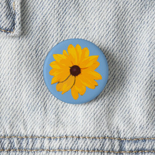 Chapa Redonda De 2,5 Cm Susanne de ojos marrones flor amarilla