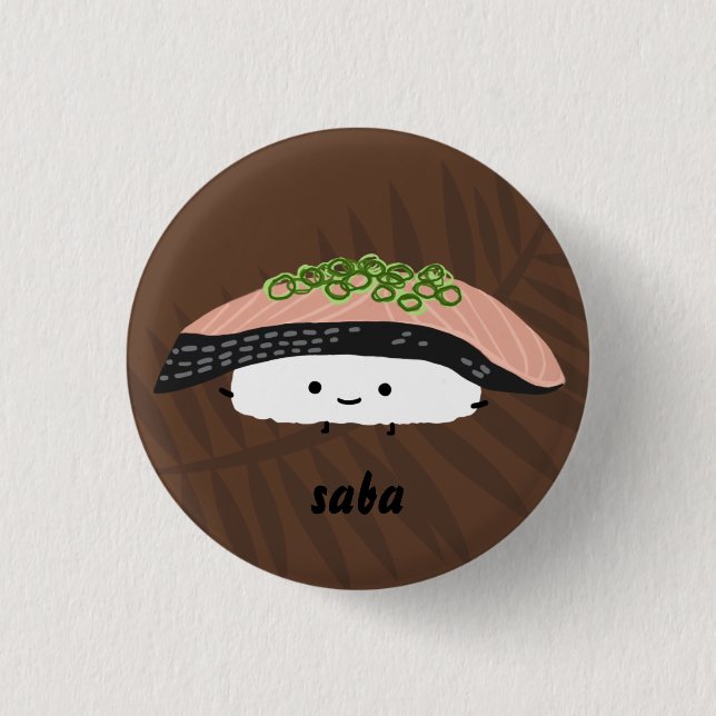 Chapa Redonda De 2,5 Cm Sushi de caballa (Anverso)