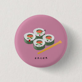 Chapa Redonda De 2,5 Cm Sushi de Kawaii