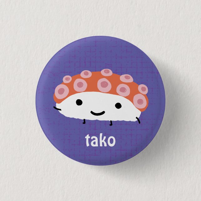 Chapa Redonda De 2,5 Cm Sushi de Pulpo (tako) (Anverso)