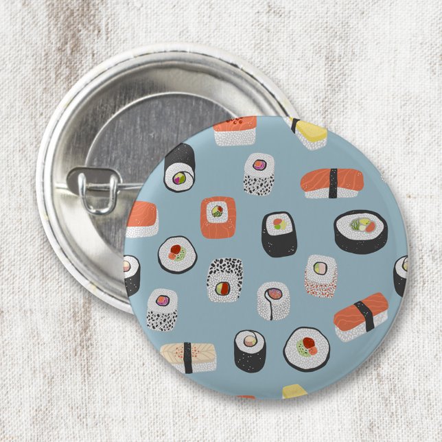 Chapa Redonda De 2,5 Cm Sushi Nigiri Maki Roll (Fun sushi food art button)