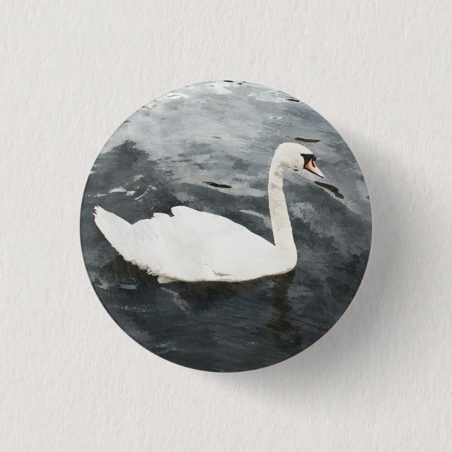 Chapa Redonda De 2,5 Cm Swan impresionista (Anverso)