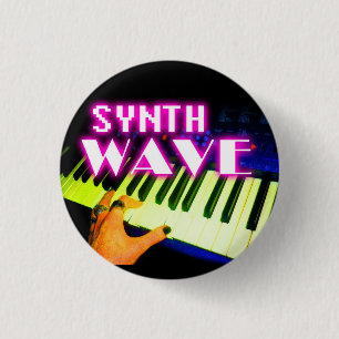 Chapa Redonda De 2,5 Cm Synth Wave Button