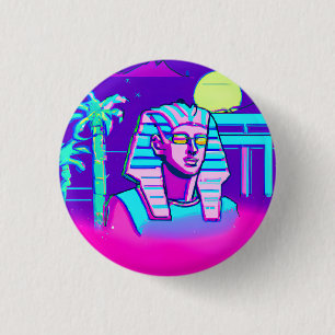 Chapa Redonda De 2,5 Cm Synthwave Pharaoh