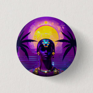 Chapa Redonda De 2,5 Cm Synthwave Pharaoh