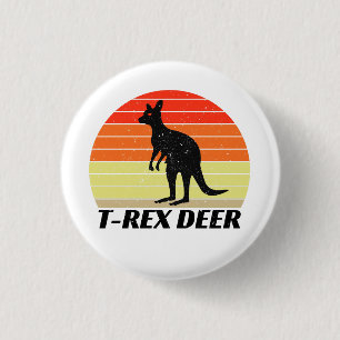 Chapa Redonda De 2,5 Cm T-Rex Deer Tyrannosaurus Kangaroo - Retro Sunset